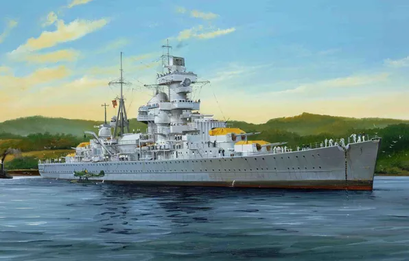 Корабль, арт, флот, военный, крейсер, cruiser, немецкий, WW2