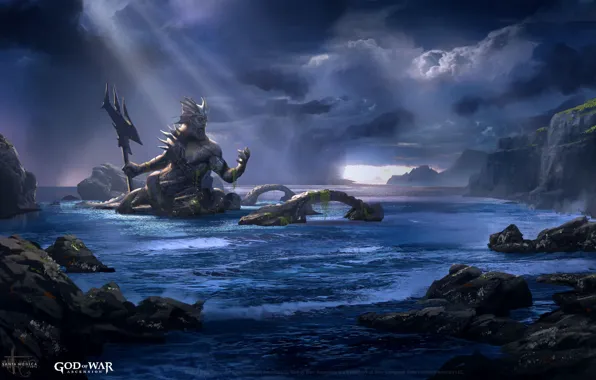 Game, sea, weapon, God of War, Neptune, god, God of War Ascension, official wallpaper
