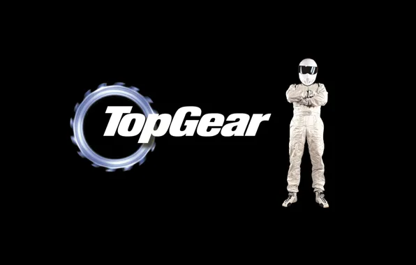 Картинка фон, надпись, Top Gear, шестерёнка, гонщик, The Stig, Стиг, самая лучшая телепередача