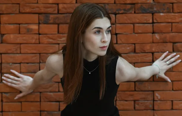 Девушка, милая, модель, Лицо, Обои, Портрет, шатенка, Кулон