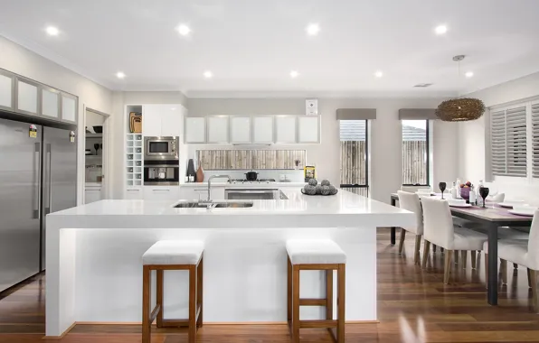 White, interior, home, kitchen