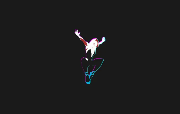 Минимализм, арт, черный фон, minimalism, art, Marvel, black background, Gwen Stacy