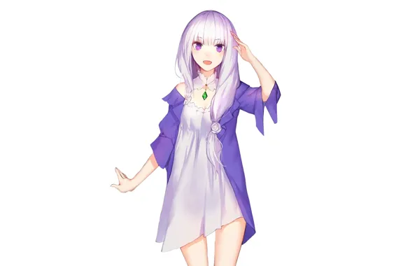 Девушка, арт, белый фон, Re: Zero kara Hajimeru Isekai Seikatsu