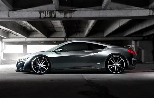 Парковка, серебристая, Acura NSX Concept