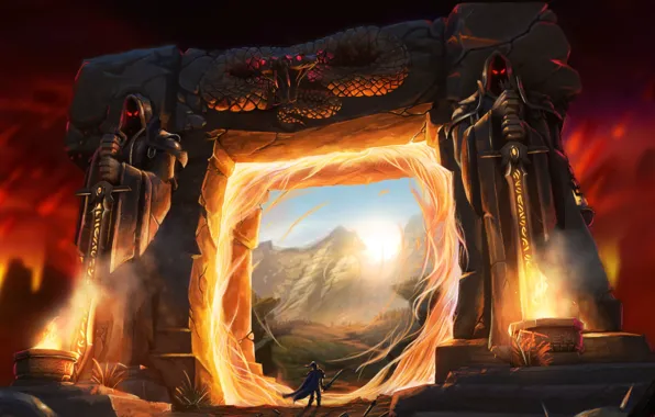 Portal, Fantasy, Альянс, Warcraft, Blizzard, Портал, Рыцарь, Magic