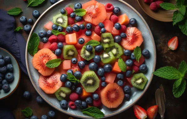 Ягоды, еда, фрукты, много, разные, вкусно, сочные, ассорти