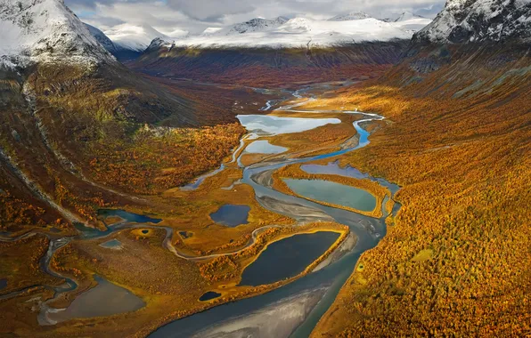 Картинка river, landscape, nature, hills, alley, outdoors