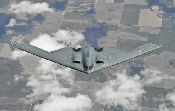 Полет, земля, бомбардировщик, стратегический, малозаметный, B-2 Spirit, тяжёлый