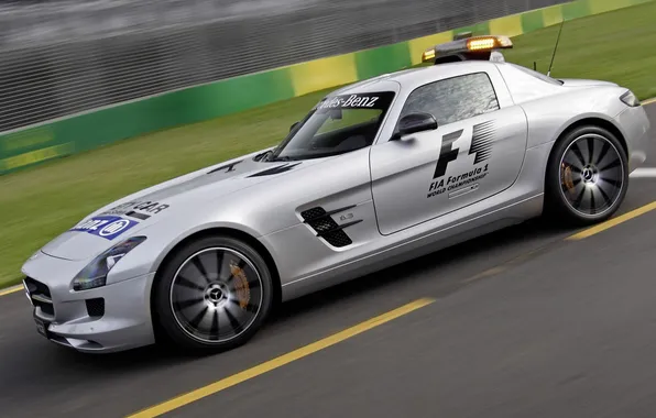 Картинка Mercedes-Benz, supercar, AMG, SLS, speed, track, Safety Car