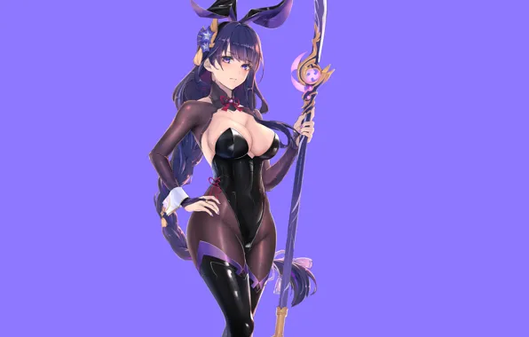 Girl, sexy, rabbit, anime, pretty, purple, babe, bunny