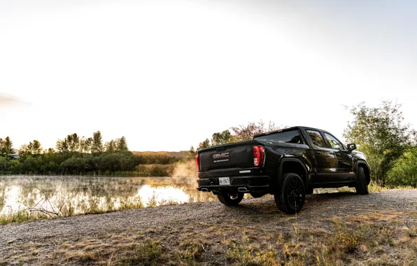 Картинка берег, пикап, водоём, 2018, GMC, Sierra, Crew Cab, 2019