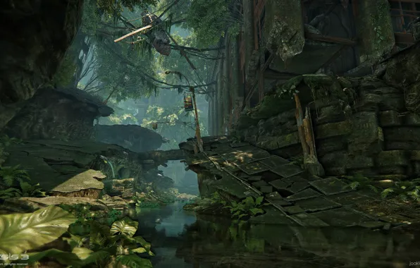 Скалы, канал, вертолёт, Financial District, Crysis 3 MP