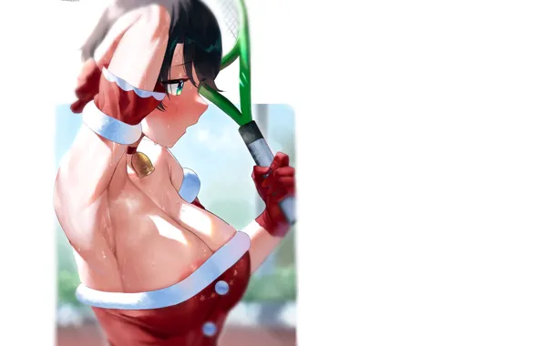 Girl, hot, sexy, wet, anime, tennis, babe, santa