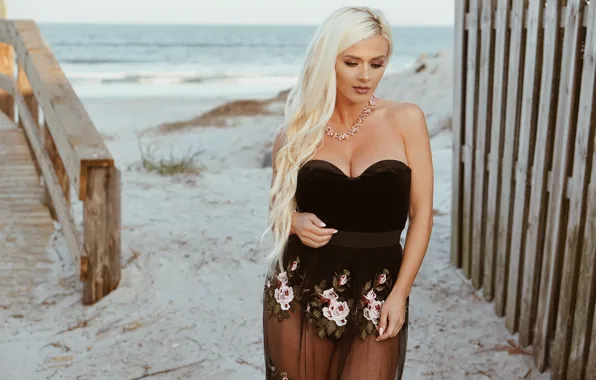 Картинка пляж, лето, лицо, волосы, блондинка, красотка, Aida Ridic