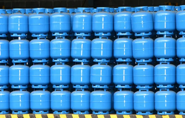 Blue, order, accumulation, gas cylinders