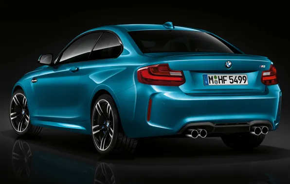 BMW, Blue, Coupe, Back, View, (2015)