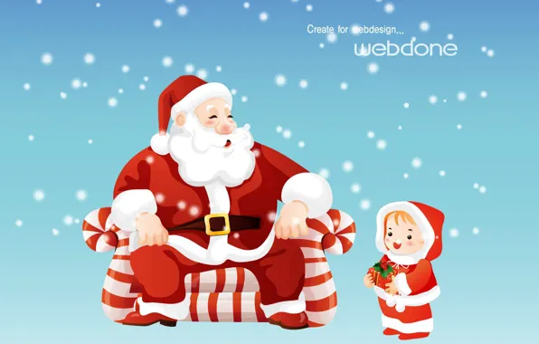 Картинка зима, снег, детство, подарок, новый год, рождество, сказка, Санта Клаус