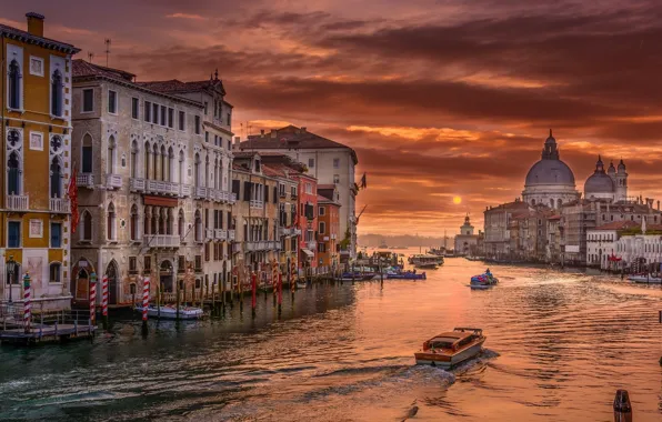 Картинка город, вечер, Италия, Венеция