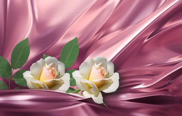 Silk, roses, bunch of flowers, still life closeup