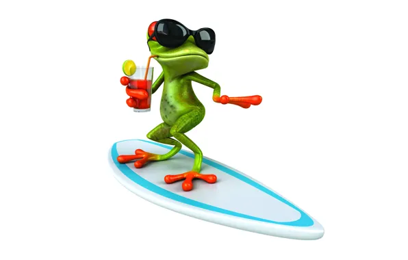 Картинка лягушка, frog, surf, funny, glasses