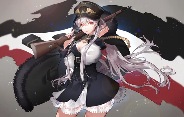 Картинка девушка, оружие, anime, art, Girls Frontline, qian zhe, Kar98k