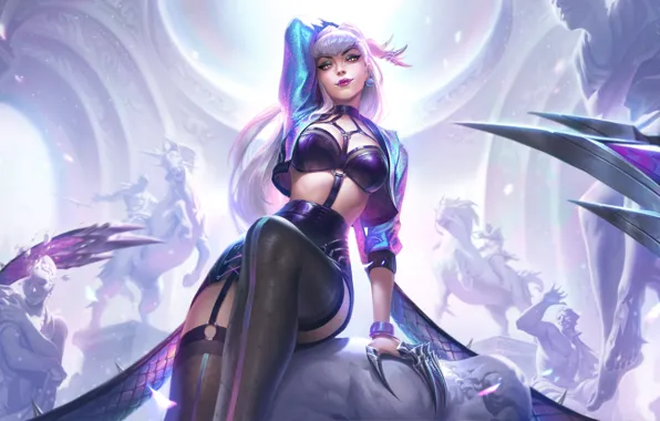 Взгляд, игра, красивая девушка, скульптуры, League of Legends, LOL, лига легенд, Евелин