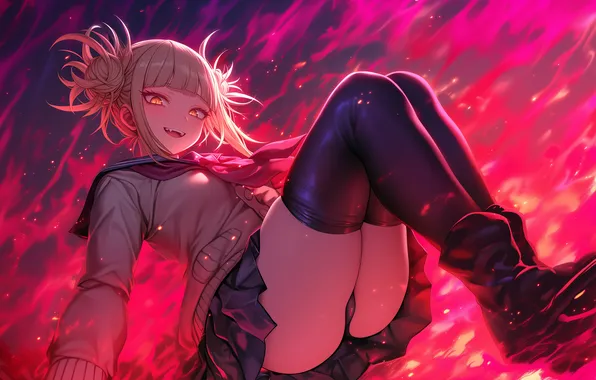 Аниме, арт, wallpaper, кофта, himiko, my hero academia, геройка, моя геройская академия