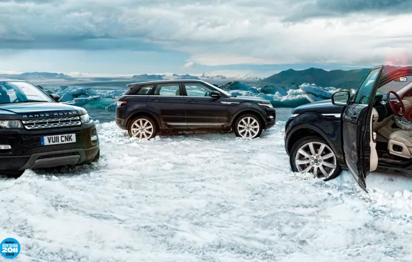 Картинка небо, облака, снег, лёд, Land Rover, range rover, top gear, высшая передача