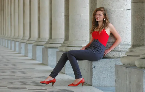 Red, Blue, Yulia, Russian Model, Depth In Picture