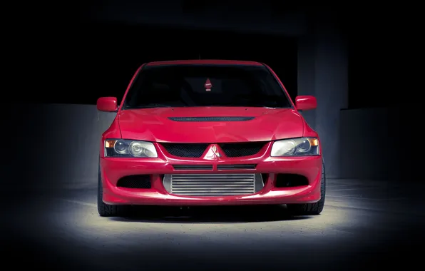 Картинка красный, Mitsubishi, Lancer, red, Evolution, ёлочка, лансер, митсубиси
