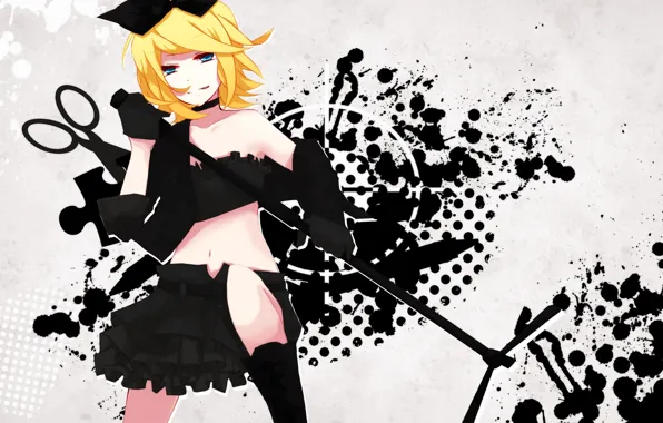Взгляд, девушка, блондинка, Vocaloid, Вокалоид, Кагомине Рин