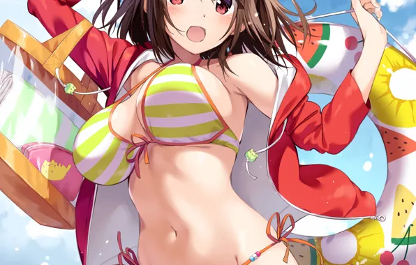 Картинка girl, sexy, cleavage, long hair, boobs, anime, beautiful, pretty