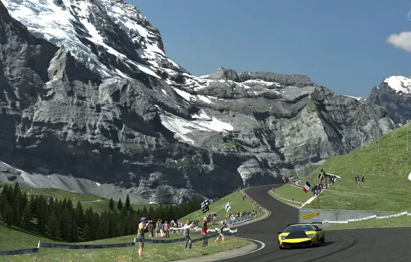 Картинка горы, гонка, Lamborghini, GT5