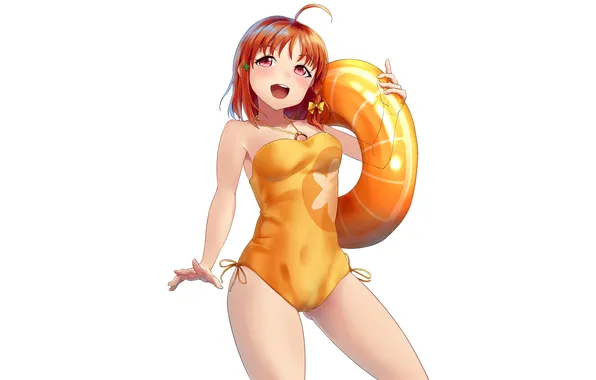 Girl, sexy, boobs, anime, beautiful, red eyes, short hair, pretty
