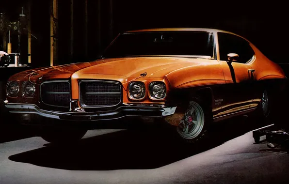 1971, полумрак, Coupe, Pontiac, Понтиак, Muscle car, Hardtop, Мускул кар