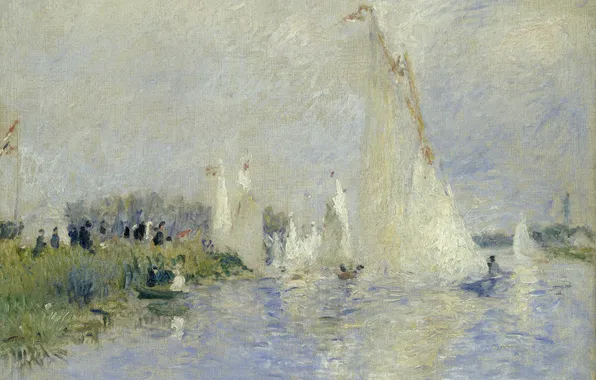 Море, небо, картина, яхты, франция, регата, Pierre-Auguste Renoir, Пьер Огюст Ренуар