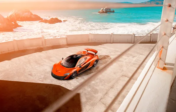McLaren, Orange, Car, Front, Beauty, Sea, Supercar