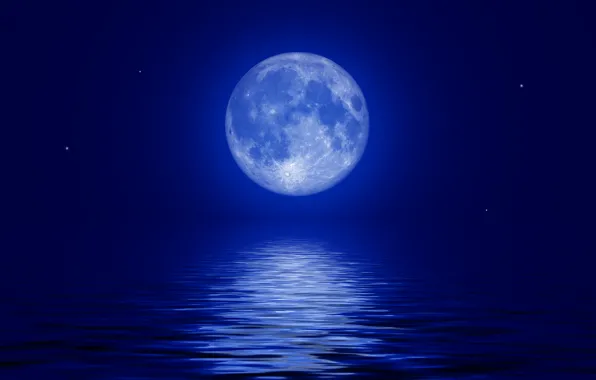 Море, небо, звезды, ночь, луна