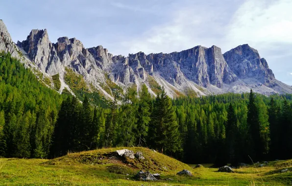 Italy, горы, Италия, природа, деревья, Giau Pass, лес, облака