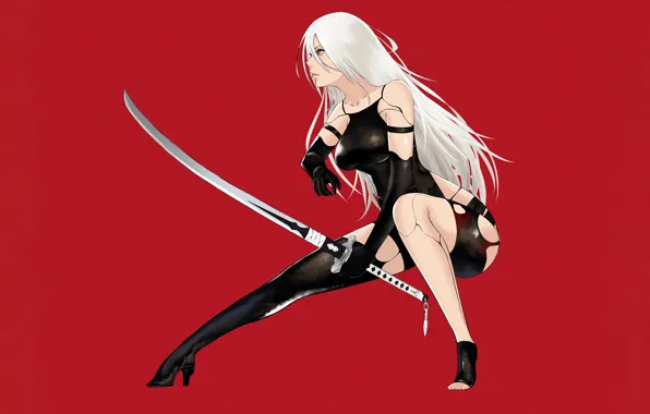 Girl, sword, sexy, long hair, legs, boobs, anime, beautiful