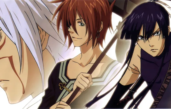 Друзья, шрам, трое, art, повязка на глаз, D.Gray-man, lavi, Allen Walker