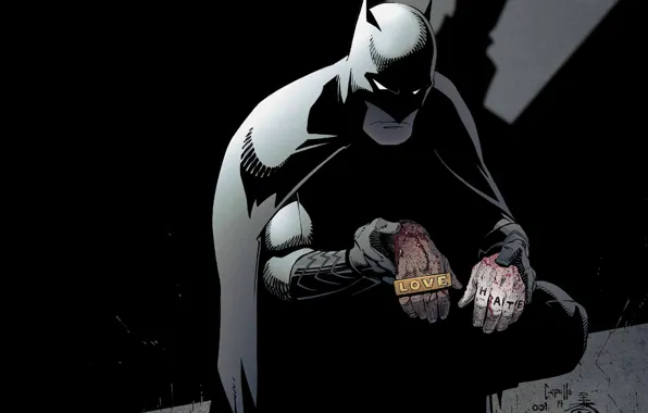 Dark, hate, blood, love, fantasy, Batman, art, comics