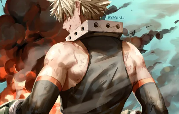 Взгляд, спина, парень, My Hero Academia, Boku No Hero Academia, Моя Геройская Академия, Бакуго Катсуки