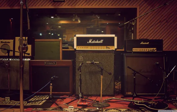 Fender, студия, звукозапись, marshall, усилители