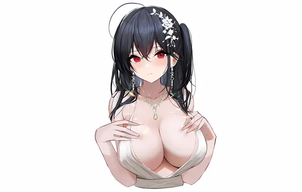 Girl, sexy, cleavage, blouse, long hair, boobs, anime, beautiful