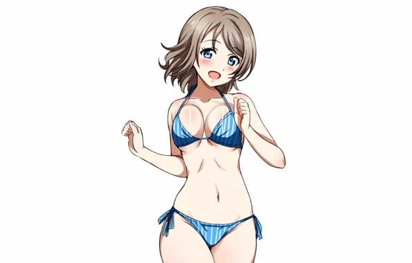 Girl, sexy, cleavage, brown hair, boobs, anime, beautiful, short hair