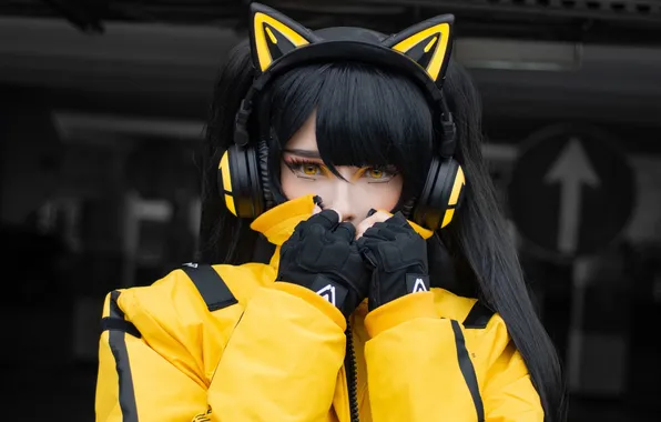 Latex, Beautiful, Asian, Model, Headphone, Woman, Cute, Jacket