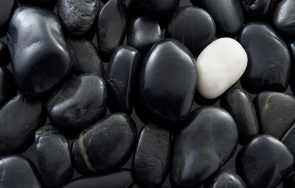Белый, галька, камни, черные