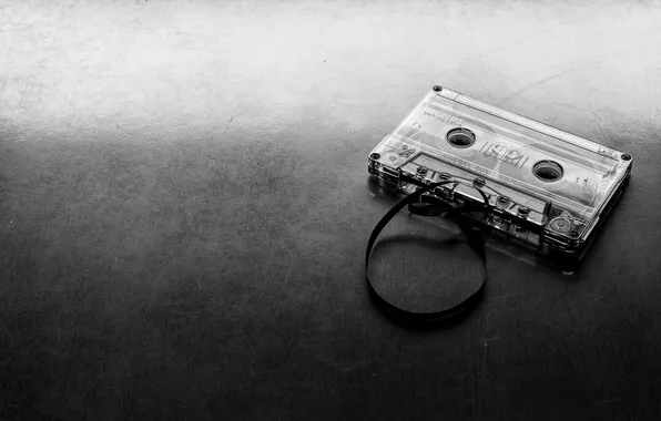 Музыка, минимализм, music, серый фон, minimalism, аудиокассета, gray background, audio cassette