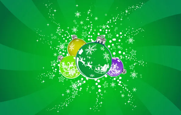 Картинка зеленый, шары, новый год